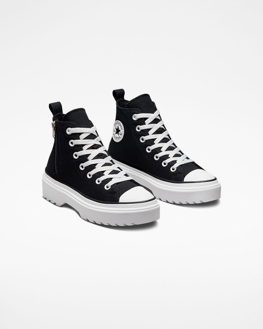 Zapatos Plataforma Converse Chuck Taylor All Star Lugged Lift Canvas Altas Niña Negras Blancas | PE 5L287E